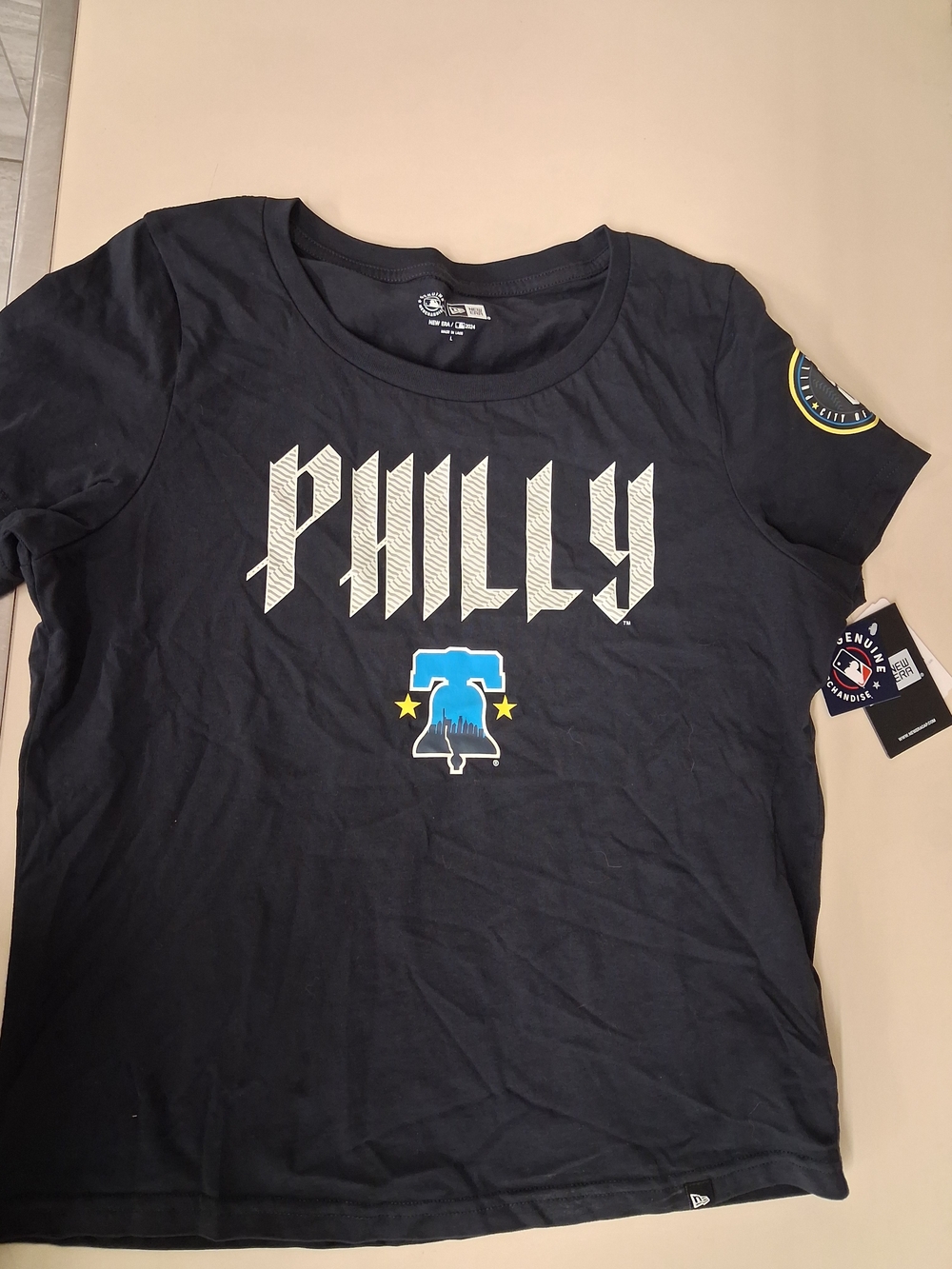 New Era Kids Philly Graphic Tee - Navy Blue with Light Blue Accents